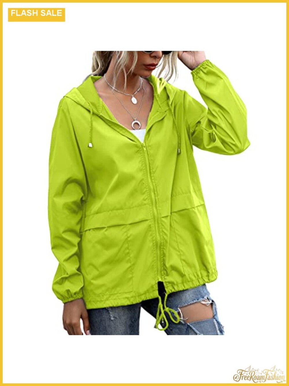 Waterproof Lightweight Raincoat Hooded Windbreaker Zip Pocket Outdoor Jacket